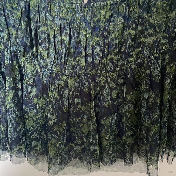 Free People Large Green‎ Blue Women's Blouse - Picture 3 of 5